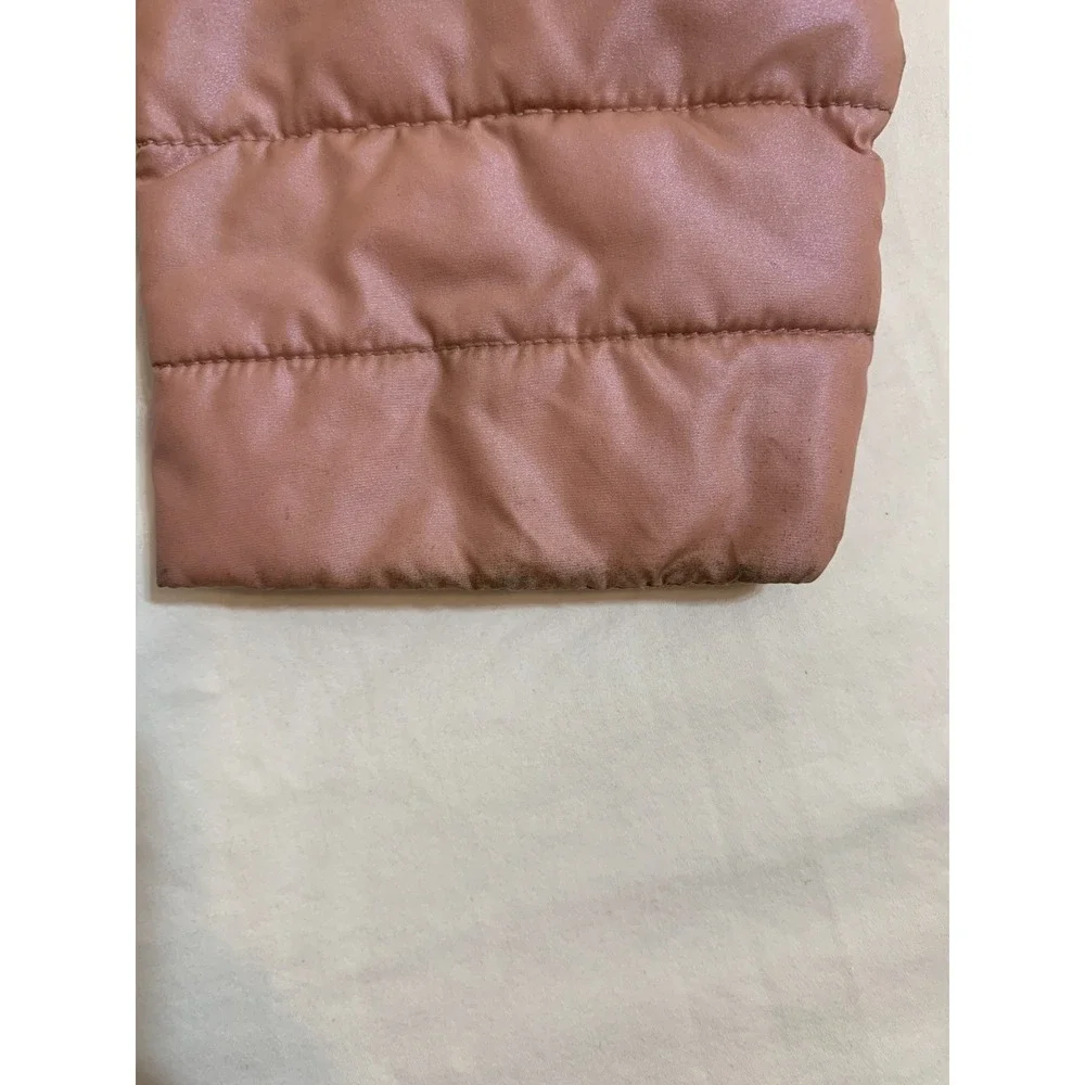 Lands‎ End Kids Girl Puffer Jacket Pastel Pink Zip Hooded Lightweight L/10-12